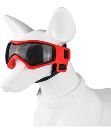 Pedomus Dog Sunglasses - Adjustable UV Protection for Small Dogs | Waterproof Red with Windshield Straps - Buy Online on GoSupps.com
