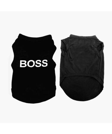 2Pack Cotton Dog Shirts for Small Dog Boy | Boss/Security Puppy Black Vest T-Shirts | Breathable & Stretchy | Large 14 - Buy Online on GoSupps.com