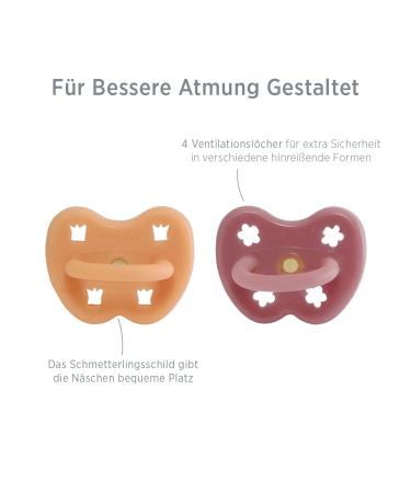 Hevea Pacifier 2-Pack - Natural Rubber Apricot Crush & Berry Blush | Orthodontic Design for 3 Months+ | Eco-Friendly Baby Essentials - Buy Online on GoSupps.com