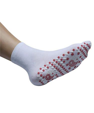 Tourmaline Magnetic Socks Self Heating Therapy Socks Unisex Magnetic Therapy Massage Socks 2 Pack One Size Plus Size White