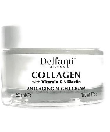 Delfanti-Milano COLLAGEN with VITAMIN C & ELASTIN Rejuvenating & Nourishing Anti-Aging Night Cream Face and Neck Moisturizer Made in Italy - Buy Online on GoSupps.com