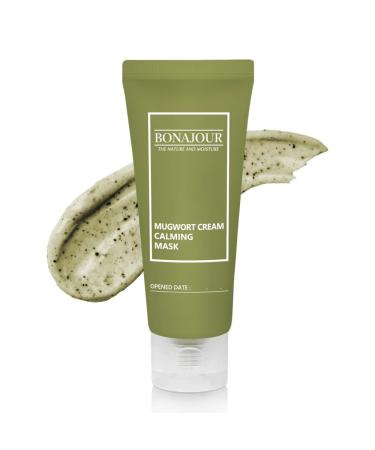 BONAJOUR Organic Mugwort & Green Tea Calming Gentle Clay Mask - Nourishing & Deep Moisturizing & Soothing 1.9 Fl. Oz