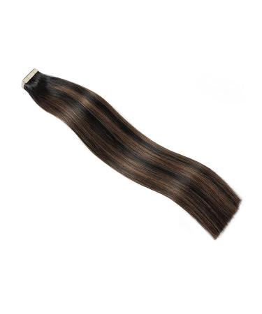 Hotlulana 24-Inch Tape Extensions - Real Hair Balayage Natural Black to Chestnut Brown - 100% Skin Weft 20 PC Set - Buy Online on GoSupps.com