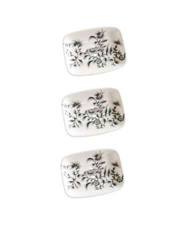 Amosfun 3pcs Ceramic Hand-painted Soap Dish Soap Holder Tank Storage Organizer Soap Container Soap Stand Soap Dishes for Bathroom Creative Soap Dish Bathroom Soap Dish White Ceramics Tray