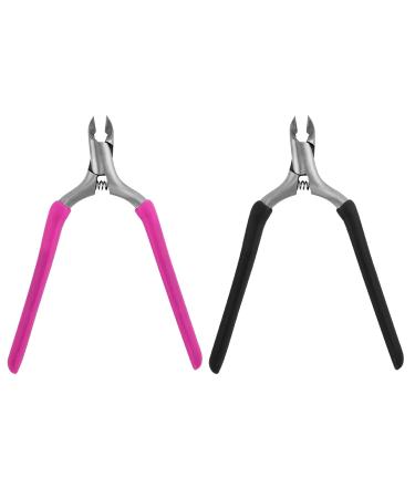 Professional Nail Skin Pliers - 2PC Non-Slip Nail Trimmer & Clipper Set for Nails & Toenails (Black & Pink) - Ultimate Care Tool - Buy Online on GoSupps.com