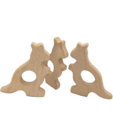 Wendysun 2pcs Cartoon Kangaroo Wood Teether Set - Natural Beech Teething Toy for Baby DIY Pendant - Nursing and Soothing Toy - Buy Online on GoSupps.com