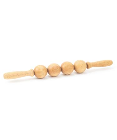 Tuuli accessories anti -cellulite ball massage massage device massage roller scooter with handle for belly legs thighs lymphatic drainage Maderotherapy made of wood - Buy Online on GoSupps.com