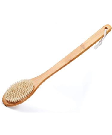Body brush shower brush has soft bristles  can exfoliate  brush head wet or dry brush  special bamboo long handle is easier to clean the body