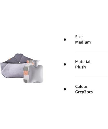 GUROTD Hot Water Bottle with Plush Cover for Pain Relief - Set of 3 Grey Hot Water Bag Pouches - Buy Online on GoSupps.com