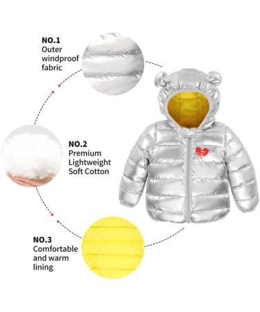 Baby Winter Hooded Puffer Jacket - Silver 100cm to 110 Lightweight Outerwear - Buy Online on GoSupps.com