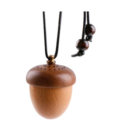 Wooden Acorn Essential Oil Car Diffuser Air Freshener Hang Decoration Brown 1 Count (Pack of 1)