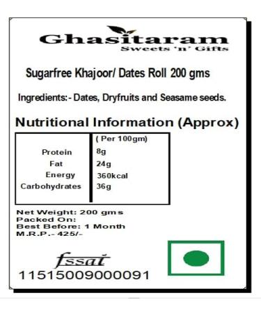 Ghasitaram Gifts Rakhi Gifts for Brothers Sugarfree Khajoor/Dates Roll 200 GMS with Beads Rakhi - Buy Online on GoSupps.com