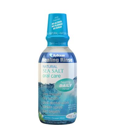 H2Ocean Healing Rinse Mouthwash- Great Tasting Sea Salt & Xylitol Mouth Wash for Fresh Breath & Dry Mouth - Alcohol & Fluoride Free - Arctic Ocean Mint 16oz Arctic Ocean Mint 16 Fl Oz (Pack of 1)
