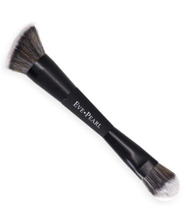 EVE PEARL Dual Ended Brush Contour Concealer Blender Fan Liner Highlighter Brow Cruelty Free Hypoallergenic Easy Blending Makeup Brushes (B201 Contour Blender)