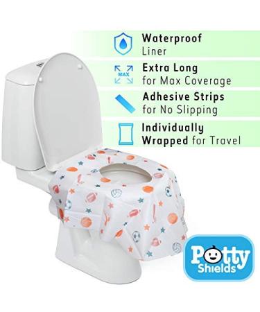 Waterproof Disposable Toilet Seat Covers for Kids & Adults (40 Pack) - Germ Protection for Public Toilets - XL Size Covers Whole Toilet - Blue/Sports Design - Individually-Wrapped, Plastic Lined (Pack of 1) - Buy Online on GoSupps.com