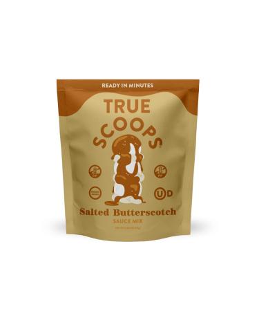 True Scoops - Salted Butterscotch Sauce Mix - No Artificial Flavors or Colors, Kosher, Peanut Free, & Gluten Free. Simply add half and half, makes 1 cup. The perfect balance of salty, sweet, and savory. Salted Butterscotch 1pk