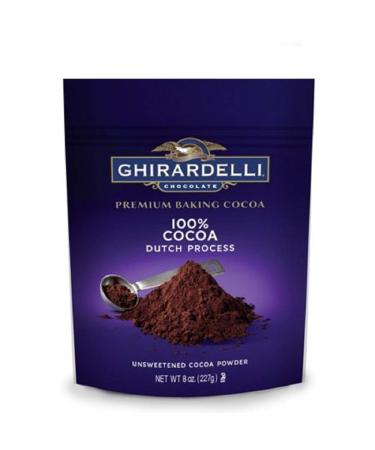 Ghirardelli Unsweetened Dutch Process Cocoa Pouch, 8 Ounce, Brown, Dark Chocolate
