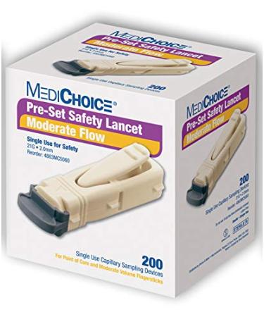 MediChoice Disposable Lancet Pressure Activated Single Use 21 Gauge 2. mm Depth Gray 1314MC5060 (Box of 200)