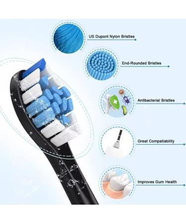 Sulkiwe Replacement Brushes for Philips Sonicare Electric Toothbrush - Compatible with Models 4500 7300 2000 9000 5100 - 16 Pack (8 White + 8 Black) - Buy Online on GoSupps.com