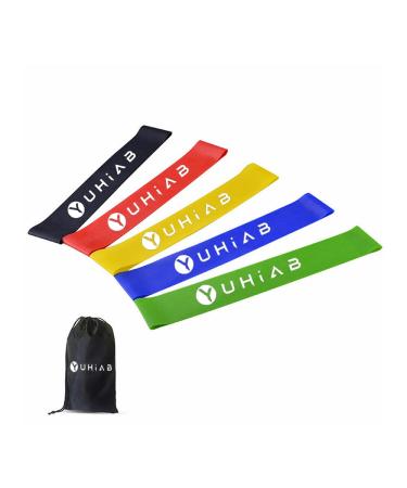 Resistance Loop Exercise Bands with Carry Bag Set of 5 | Workout for Physical Therapy Injury Therapy and Strength Exercise