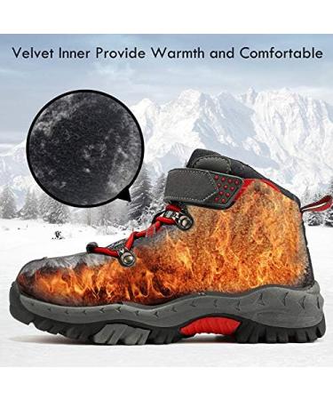 JMFCHI Kids Hiking Boots - Boys & Girls Snow Boots for Outdoor Sports - Durable & Comfortable Ankle Boots for Winter - 4 Big Kid 8032 Grey Red - Buy Online on GoSupps.com