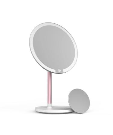 Hrbzo LED Lighted Magnifying Makeup Mirror 5X Magnification  Handheld LED Makeup Mirror Light Up Mirror  Travel Plugin Face Mirror with Light  360 Rotation Magnetic Stand  8  Rechargeable  Dimmable