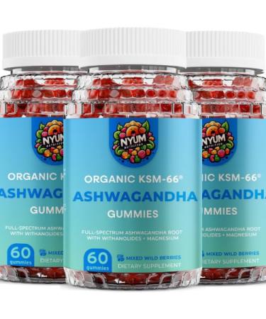 NYUM Nutrition Organic KSM-66 Ashwagandha Gummies 3-Pack Mixed Wild Berries