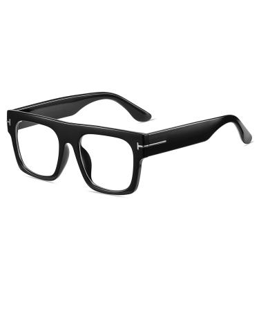 JOVAKIT Blue Light Glasses for Men/Women Square Frame Anti Eyestrain Computer Reading/Gaming/TV/Phones Glasses A1 Black 51 Millimeters