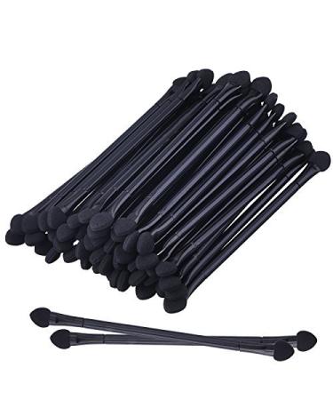 50 Pieces Disposable Dual Sides Eyeshadow Sponge Brush Makeup Applicator with Long Handle 12 cm Black