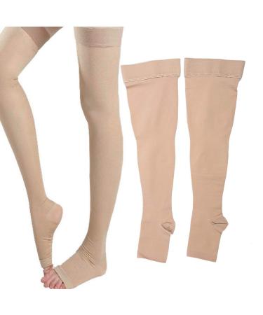Brrnoo compression socks for women Lycra + Cotton Fiber Medicals Anti-slip seamless long socks 20-32 mmHg for leg trimming and prevention of varicose veins (M-M.) M M.