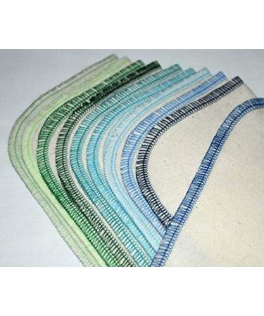 Organic 1 Ply Flannel Baby Wipes Set of 10 - 8x8 Inches (Blues/Greens) - Buy Online on GoSupps.com