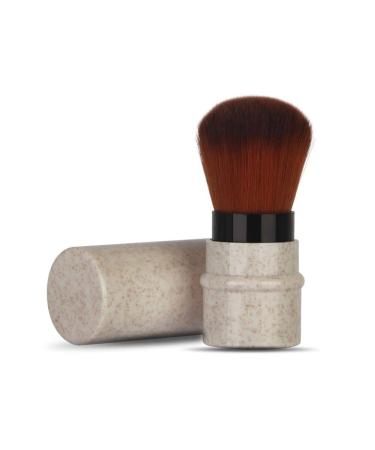 Retractable Makeup Brush Travel Powder Brush for Foundation Blush Bronzer Buffing Flawless Powder Cosmetics Portable Face Blush Brush with Cover(apricot)