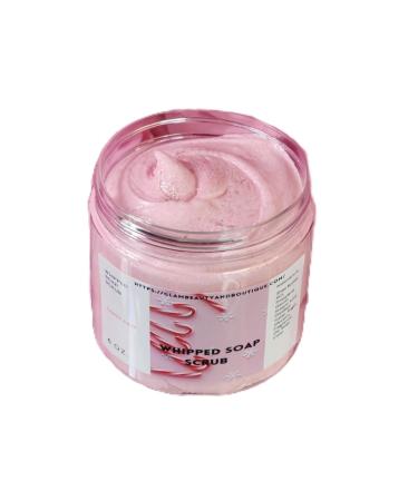 Candy Cane Whipped Foaming Shea Butter Sugar Scrub. Exfoliating Body Wash & Scrub. All Natural Shea Butter Whipped Soap. Shaving Cream. (4 oz)