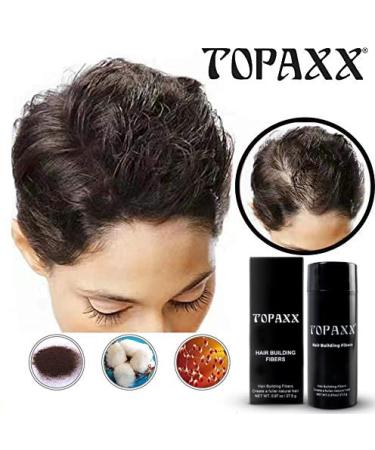 Topaxx Hair Building Fibers - Natural Hair Thickener for Men & Women - Black 0.97oz - Buy Online on GoSupps.com