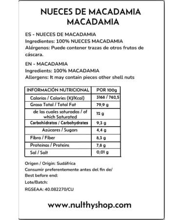  NULTHY NULTHY - Macadamia Nuts - Natural Dried Fruits - Natural Nuts - Gluten Free - Vegan - 1kg - Buy Online on GoSupps.com