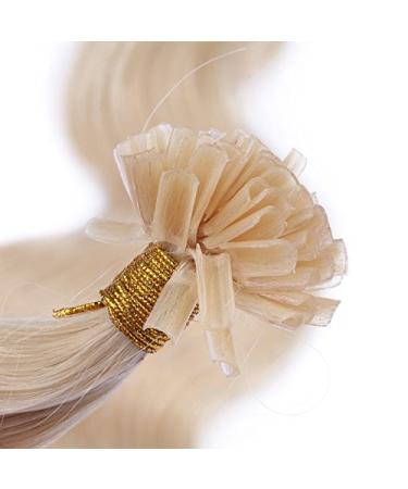 Keratin Bonding Hair Extensions #60 White Blonde 60cm - 25 Strands 100% Remy Real Hair - Easy to Use Wavy Micro Ring Extensions - Buy Online on GoSupps.com