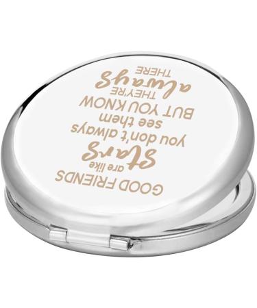 Gift for Friends Women Females Best Friend Friendship Birthday Christmas Gifts Inspirational Gift for Her-Engraved Compact Mirror(Good Friends Are Like Stars) - Buy Online on GoSupps.com