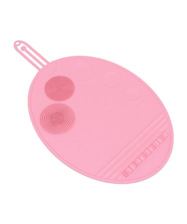 Milageto Brush Cleaning Mat Portable Washing Tool Universal desktop Scrubber Mat Silicone Brush Cleaning Mat for Eyeshadow Brush Pink