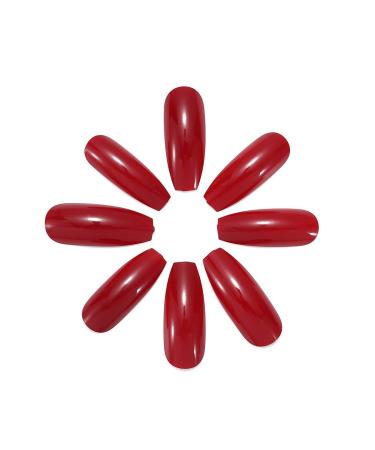 Brishow Red Ballerina Coffin Press-On Nails - Full Cover 24 Pieces for Women & Girls | Acryline Long Artificial Nails - Buy Online on GoSupps.com
