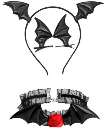 xbiez Girls Hair Clips Gothic Halloween Cosplay Devil Wing Hairpin Headband Punk Hair Jewelry Unique Black Headwear 4 - Buy Online on GoSupps.com