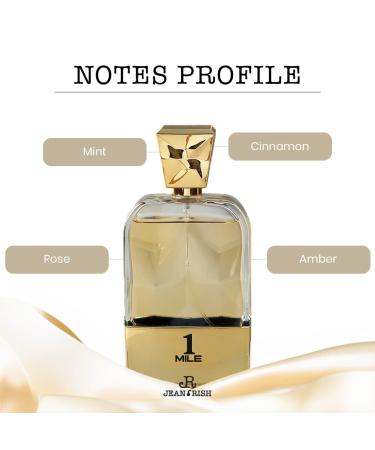 Jean Rish 1 Mile Pour Homme Eau De Toilette - Perfume for Men (3.4 Fl Oz / 100ml) with Blood Mandarin Mint & Amber Notes - Long Lasting and Luxury Fragrance - Buy Online on GoSupps.com