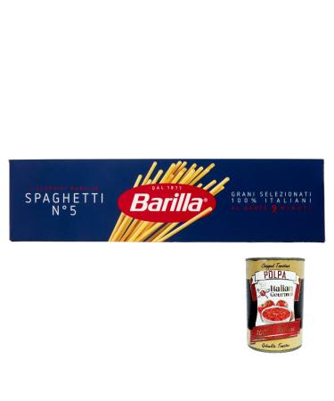 Italian Gourmet E.R. Barilla Pack of 10 Long Spaghetti 500g N 5 + Italian Gourmet Polpa 400g