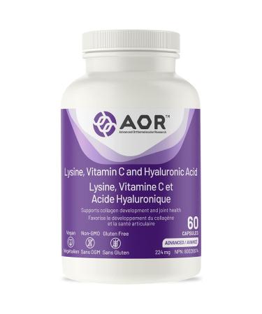 AOR - Lysine Vitamin C and Hyaluronic Acid 60 Capsules - Support Collagen Development Bone Health Healthy Cartilage Joint Health Skin Health Strengthens Tendon and Ligament Supplement