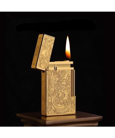 Classic Retro Collectible Antique Lighter Butane Torch Cigar Lighter Pure Copper Body Portable Cigar Lighter Suitable for Indoor and Outdoor Trench Lighter Suitable for Men Father Husband Gift(Go Gold - Buy Online on GoSupps.com