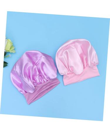 Silk Curly Hair Sleep Cap for Women - Purple | Elastic Night Bonnet Hat - Buy Online on GoSupps.com