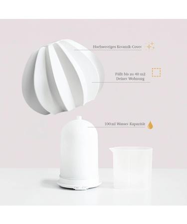 Astalea Aroma Diffuser for Essential Oils - 100ml White Ceramic Ultrasonic Humidifier & Air Freshener - Automatic Fragrance Diffuser for Home & Room Scent - Buy Online on GoSupps.com