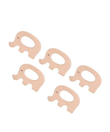 Tnfeeon Elephant Wooden Teething Ring - 5 Eco-Friendly Baby Bite Toys for Pain Relief | DIY Natural Wood Accessories for Toddlers - Buy Online on GoSupps.com