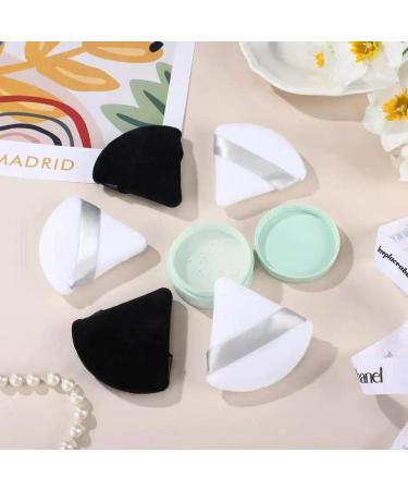 10 Pieces Triangle Makeup Puffs - Soft Cotton Velour for Loose Powder & Foundation | Black & White Beauty Tools - Buy Online on GoSupps.com