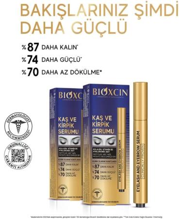 Bioxcin S rum pour sourcils et cils - 3 ml - Visiblement plus dense et plus long - 87 % de volume en plus - Avec biotine collag ne hyaluronique et huile de ricin - Buy Online on GoSupps.com