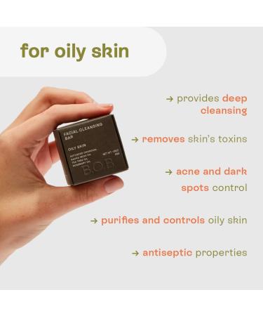B.O.B BARS OVER BOTTLES Facial Bar - Natural Vegan Formula for Oily Skin | Eco-Friendly & Waterless | Plastic-Free & Sustainable - Buy Online on GoSupps.com